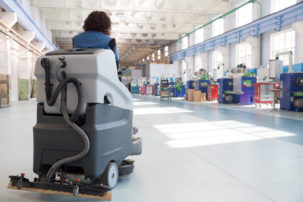 Professional Cleaning Factory Floor with Washing Vacuum Cleaner