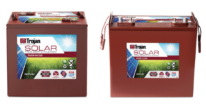 Front-facing views of Trojan Solar AGM batteries 